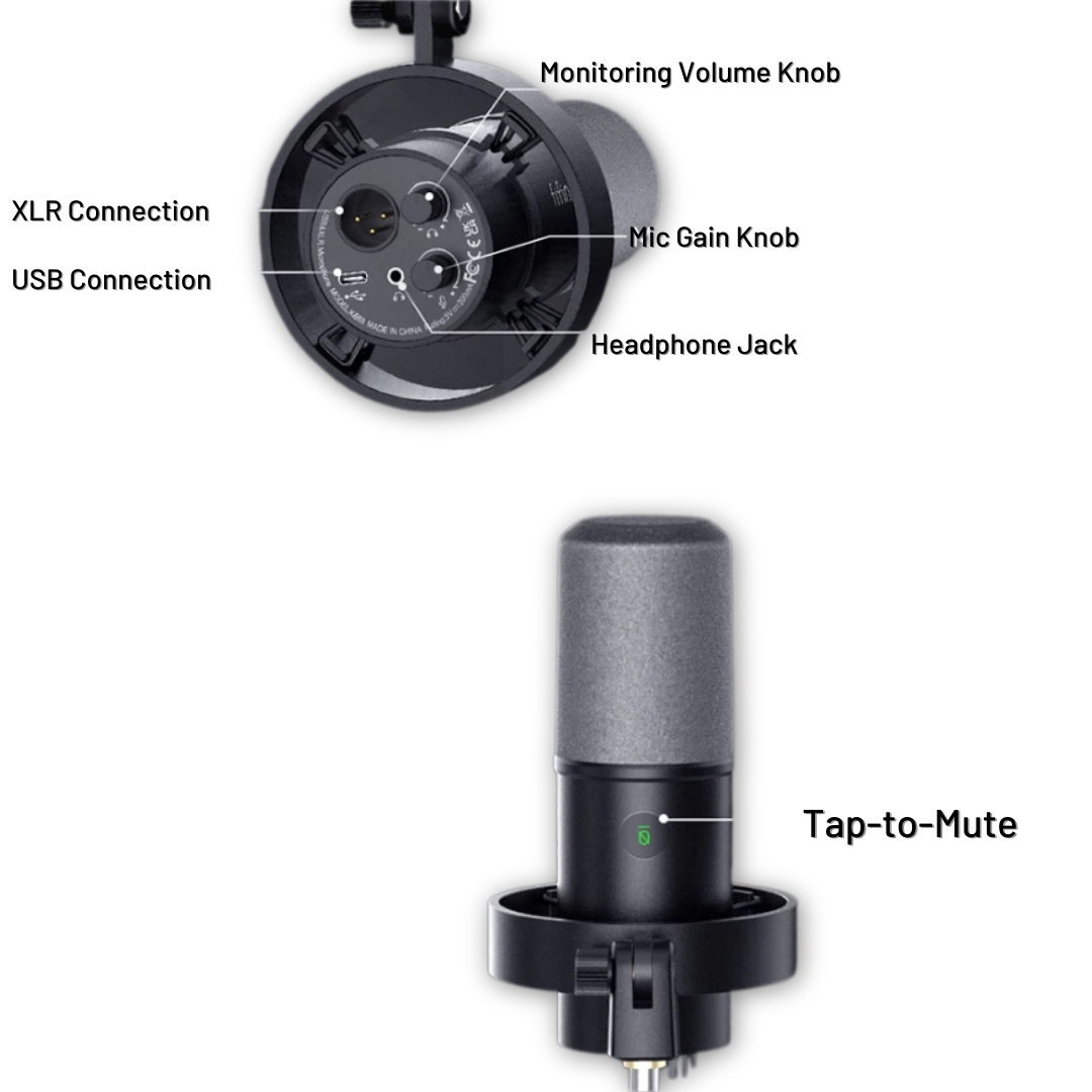 Dynamic USB/XLR Microphone with Touch-Mute & Shock Mount