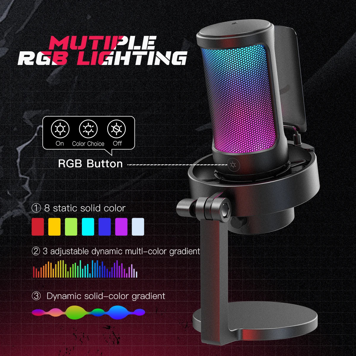 RGB USB Condenser Microphone for Streaming & Podcasts