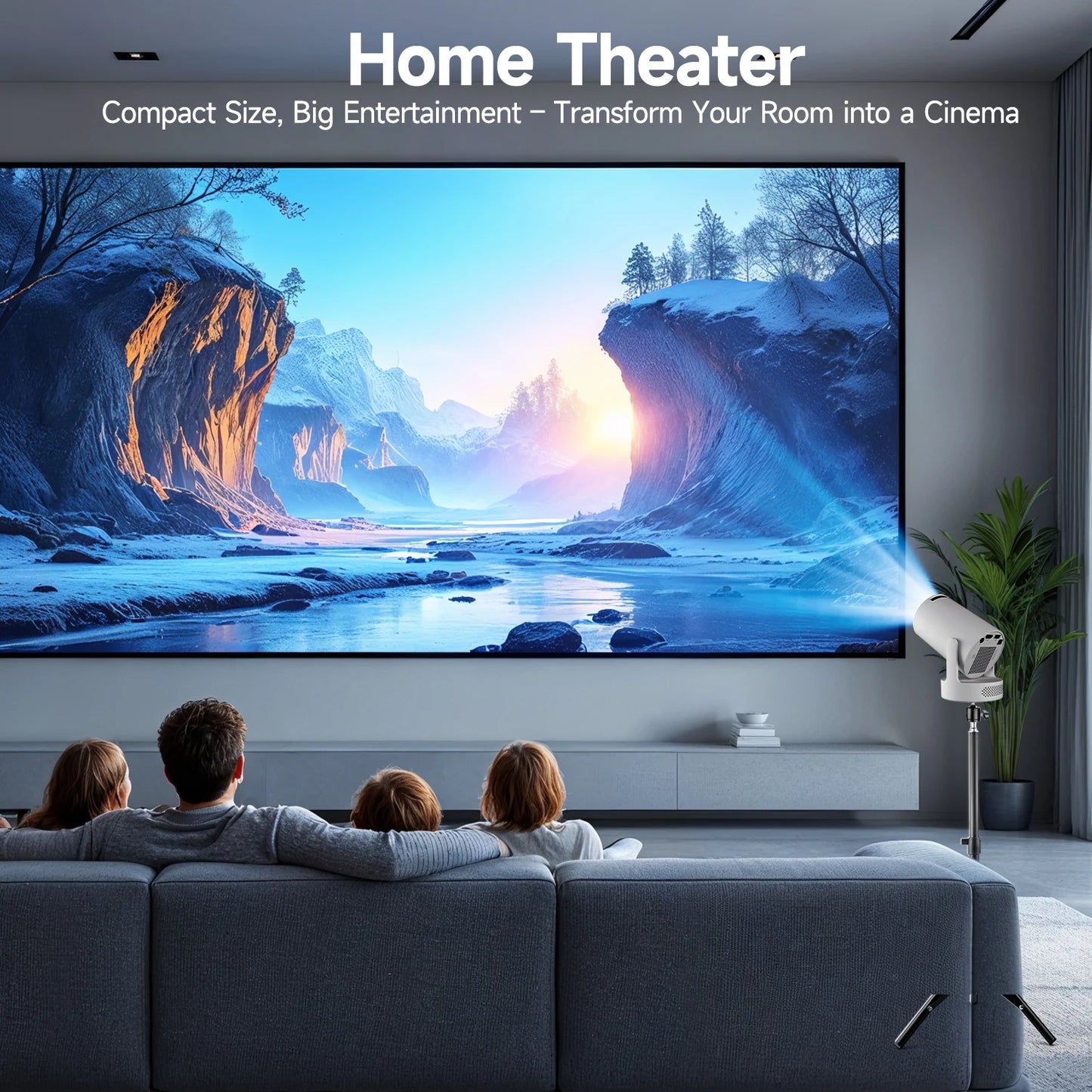 720P Android Projector with 8000 Lumens, WiFi 6, BT 5.4 & Speaker