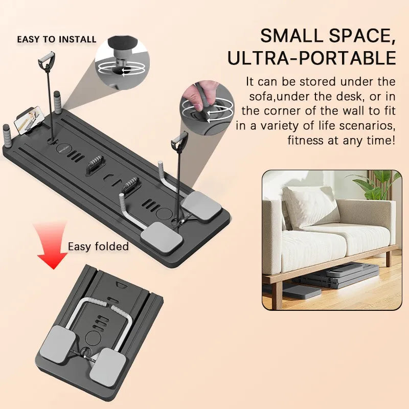 Foldable Ab Wheel & Pilates Board with Timer for Core Workouts
