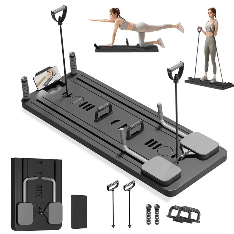 Foldable Ab Wheel & Pilates Board with Timer for Core Workouts