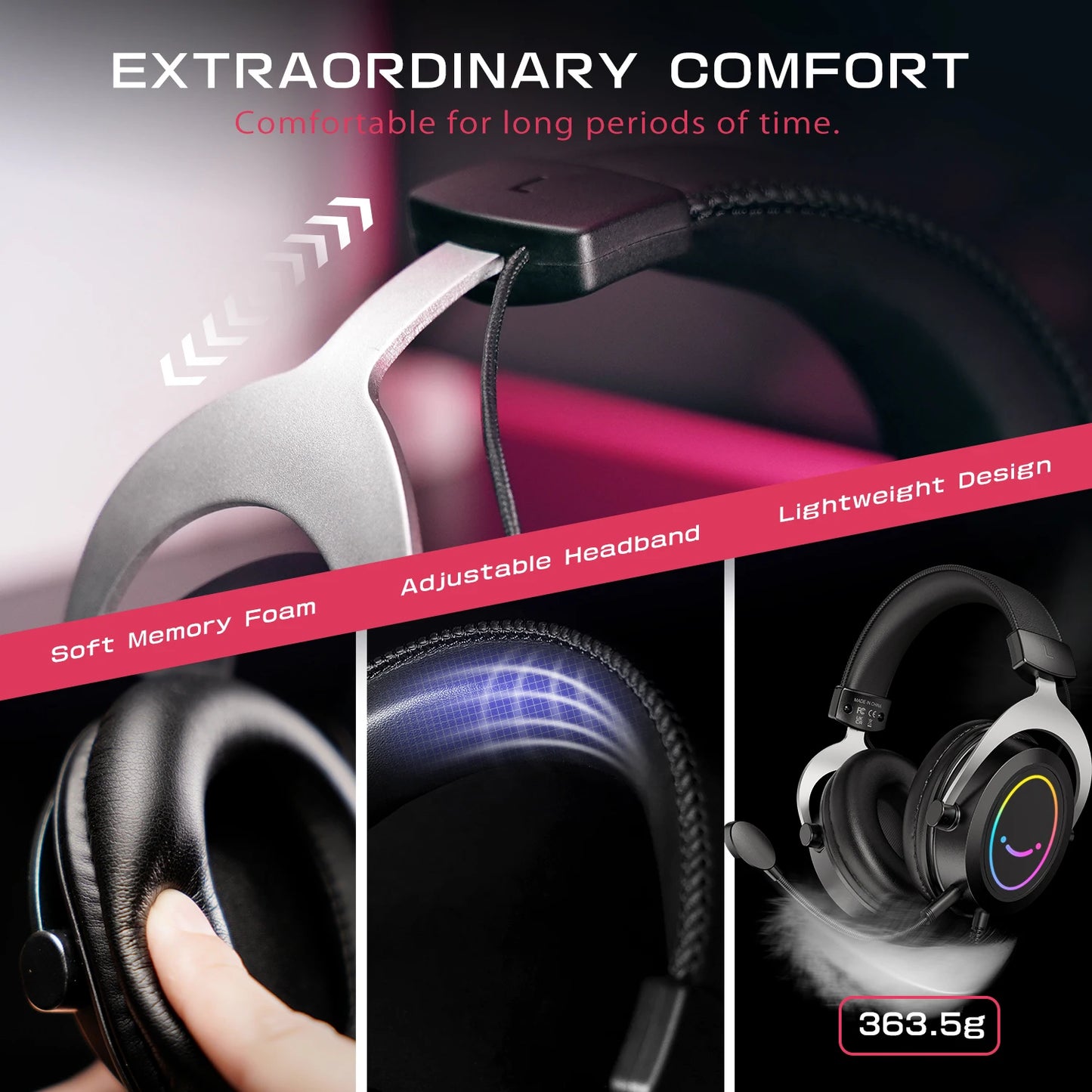 RGB Gaming Headset with Memory Foam Ear Pads