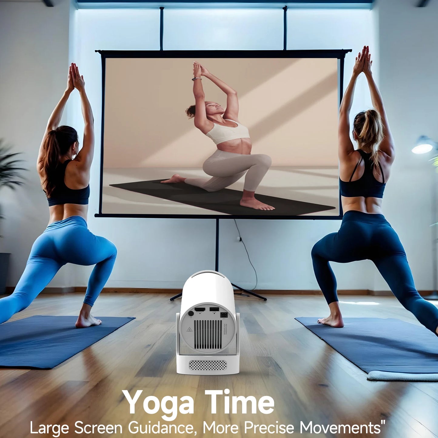720P Android Projector with 8000 Lumens, WiFi 6, BT 5.4 & Speaker