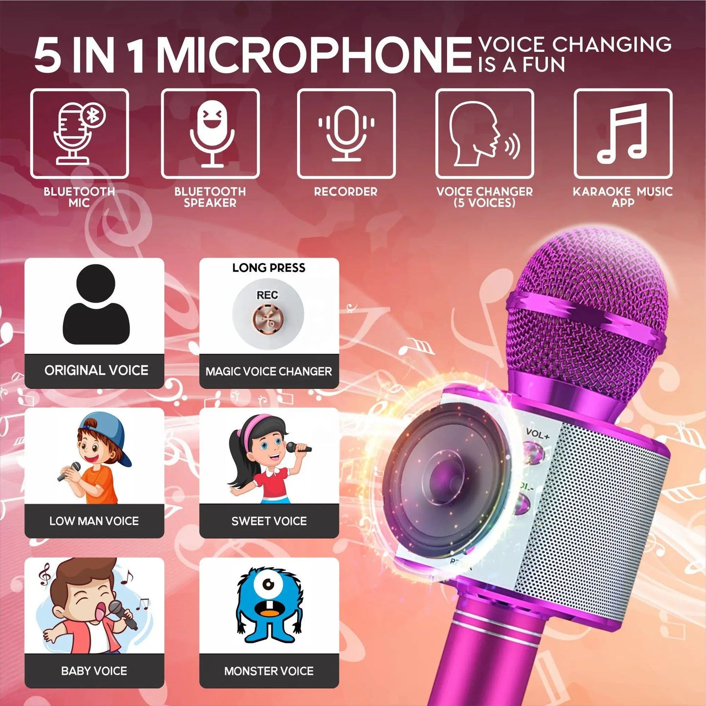5-in-1 Bluetooth Karaoke Mic