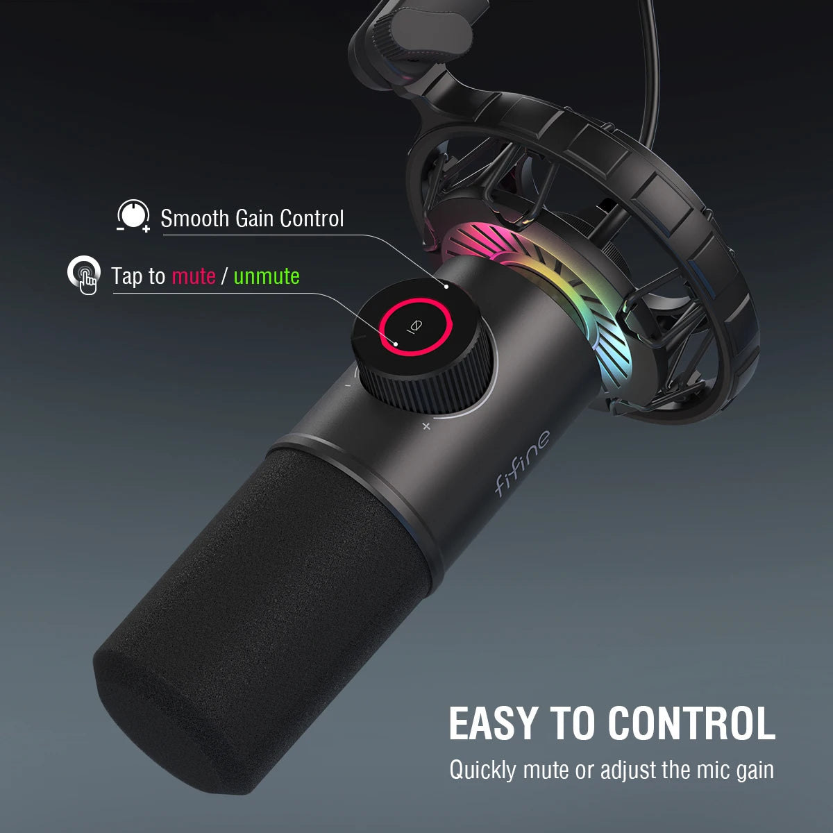 USB Streaming Microphone with Tap-to-Mute & RGB