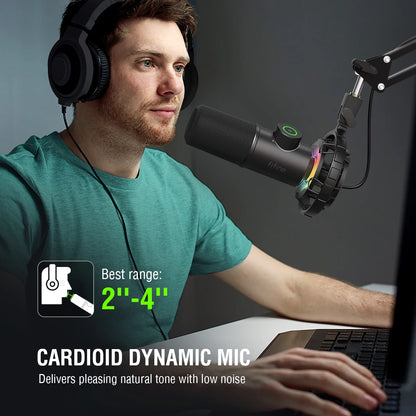 USB Streaming Microphone with Tap-to-Mute & RGB