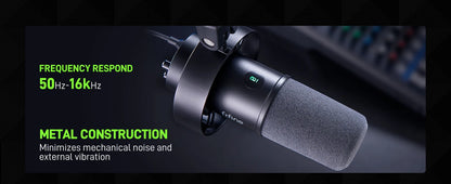 Dynamic USB/XLR Microphone with Touch-Mute & Shock Mount