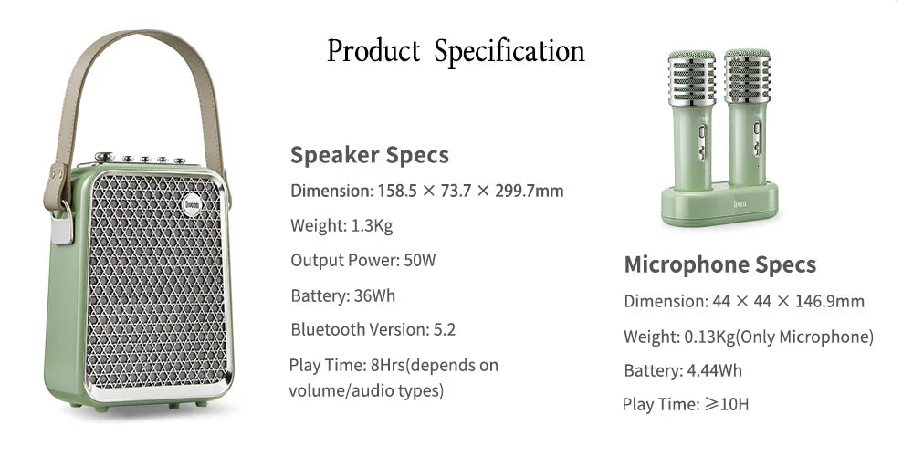 Portable Bluetooth Karaoke Speaker with Microphone