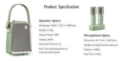 Portable Bluetooth Karaoke Speaker with Microphone