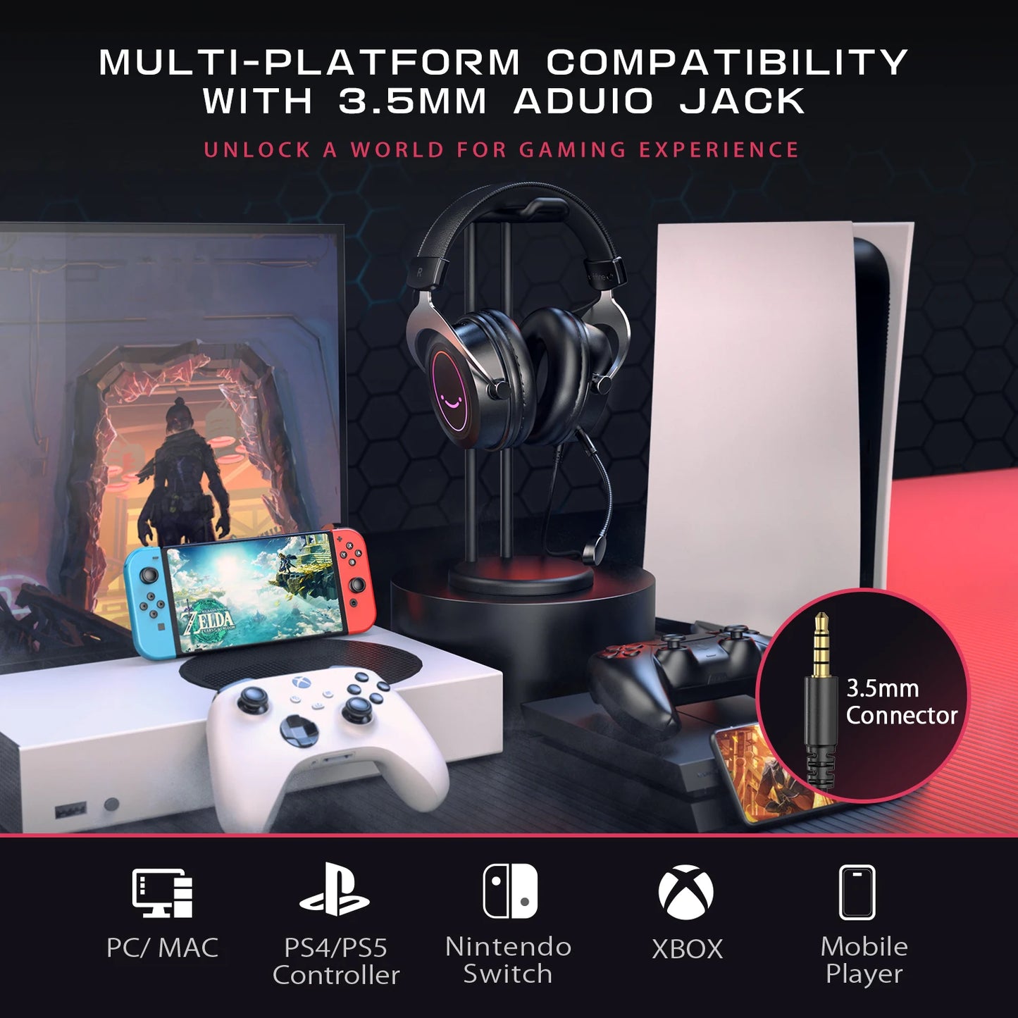 RGB Gaming Headset with Memory Foam Ear Pads