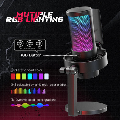 RGB USB Condenser Microphone for Streaming & Podcasts