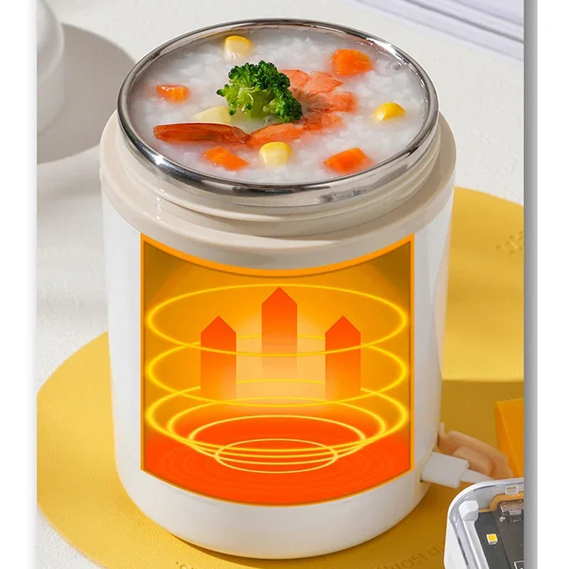 600ML USB Electric Lunch Box Food Warmer Portable Stainless Steel