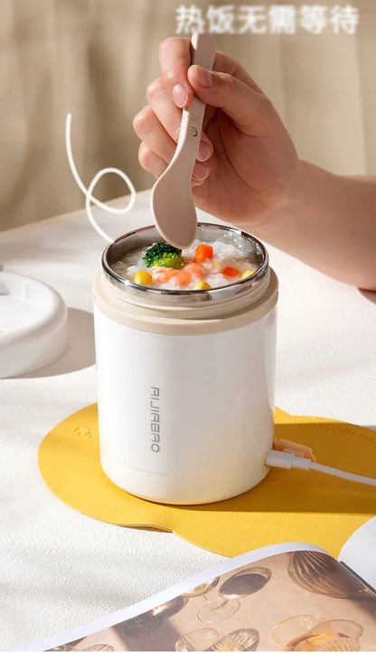 600ML USB Electric Lunch Box Food Warmer Portable Stainless Steel