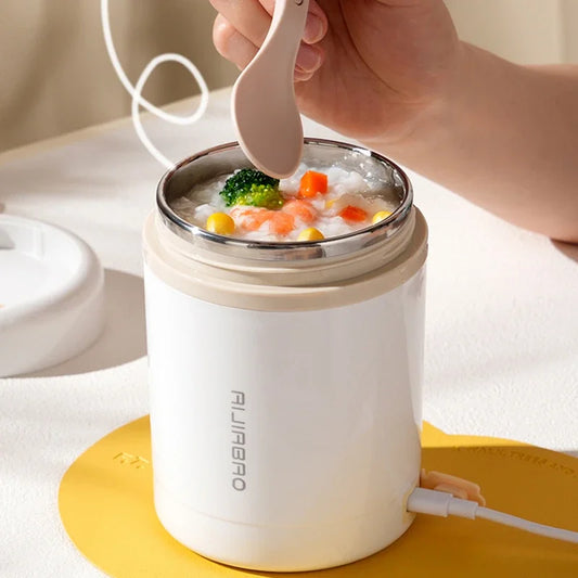 600ML USB Electric Lunch Box Food Warmer Portable Stainless Steel