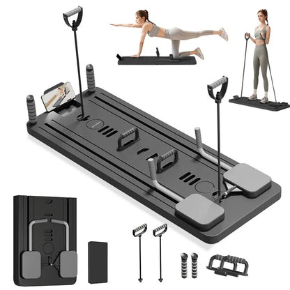 Foldable Ab Wheel & Pilates Board with Timer for Core Workouts